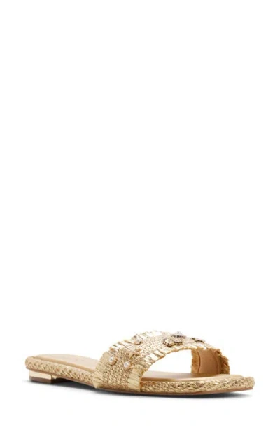 Aldo Aurana Embellished Slide Sandal In Gold