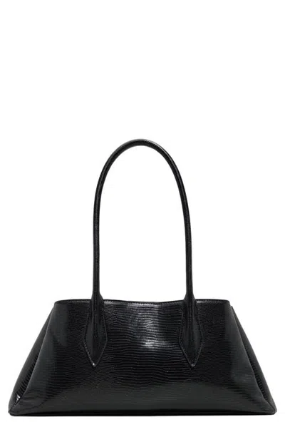 Aldo Avanieex Lizard Embossed Faux Leather Shoulder Bag In Black