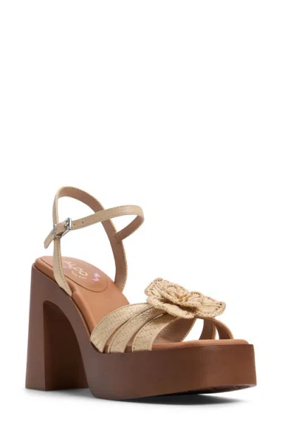 Aldo Beachbloom Ankle Strap Platform Sandal In Beige