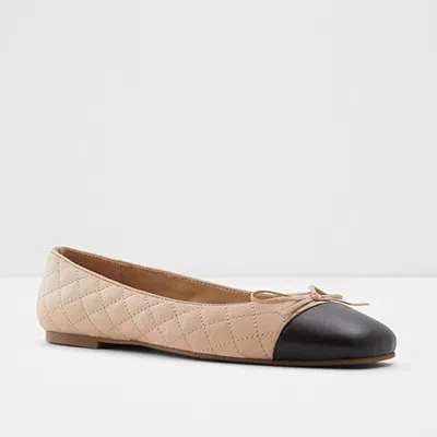 Aldo Braylynn Ballet Flats Womensbeige Bow Detail Square Toe Slip On Htat1308 In Brown