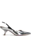 Aldo Castagna Silver Mirror Reflex Leather Mikaela Slingback In Silver