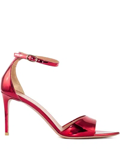Aldo Castagna 80mm Pointed-toe Leather Heeled Sandals In Red