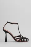 Aldo Castagna Manila Sandals In Black Patent Leather In Black