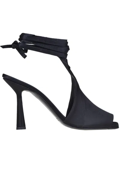 Aldo Castagna Satin Sandals In Black