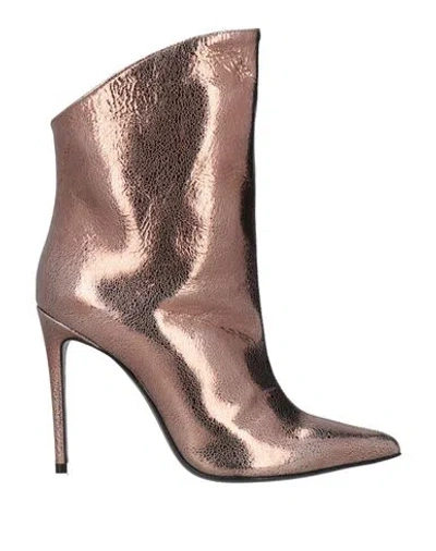 Aldo Castagna Woman Ankle Boots Bronze Size 8 Leather