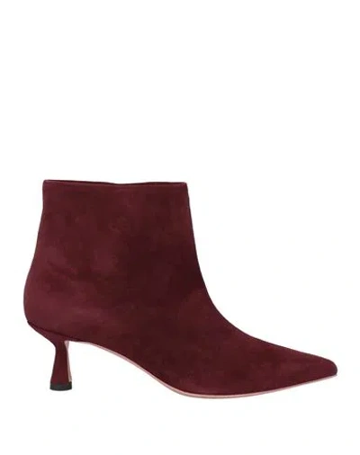 Aldo Castagna Woman Ankle Boots Burgundy Size 7.5 Leather In Red