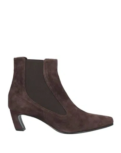 Aldo Castagna Woman Ankle Boots Dark Brown Size 7.5 Soft Leather, Elastic Fibres