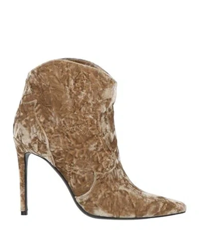 Aldo Castagna Woman Ankle Boots Sand Size 9 Textile Fibers In Animal Print