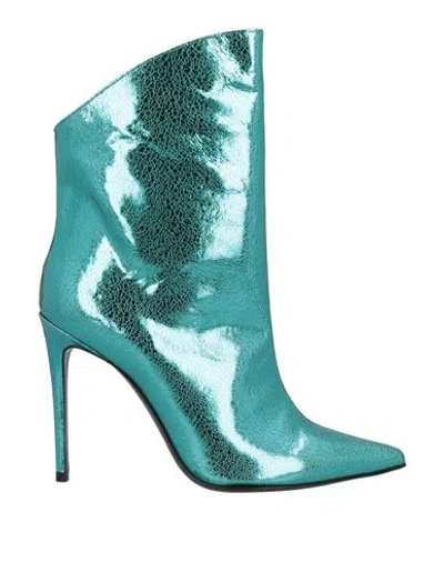 Aldo Castagna Woman Ankle Boots Turquoise Size 10 Soft Leather In Blue