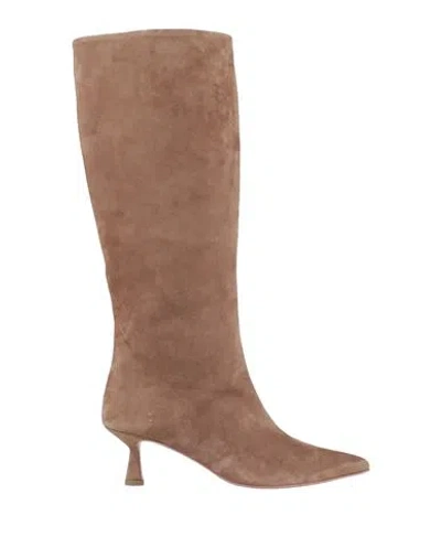 Aldo Castagna Woman Boot Khaki Size 8 Leather In Beige
