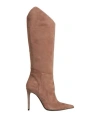 Aldo Castagna Woman Knee Boots Light Brown Size 11 Soft Leather In Beige