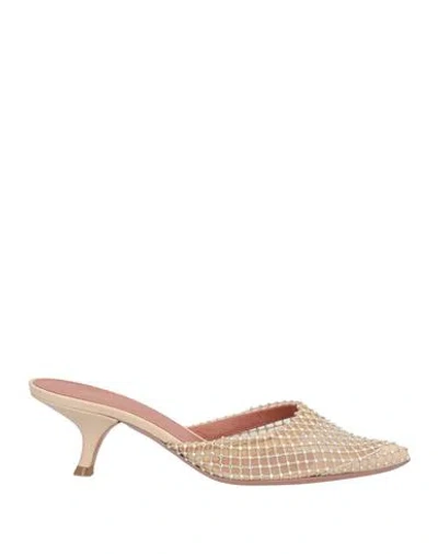 Aldo Castagna Woman Mules & Clogs Beige Size 8 Leather, Textile Fibers In Sand