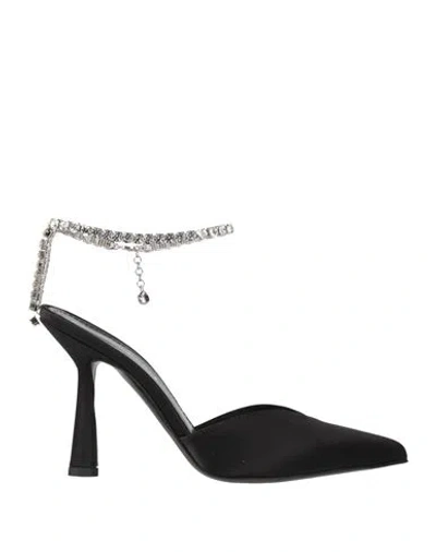 Aldo Castagna Black Satin Emily Pumps