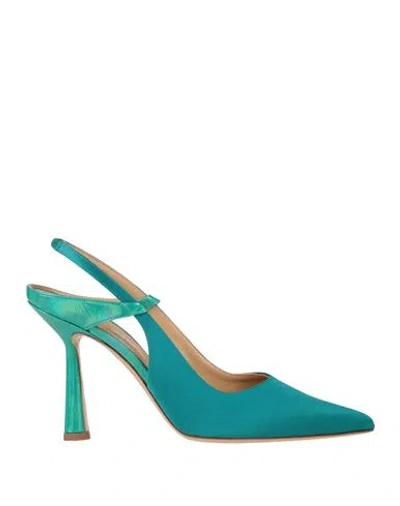 Aldo Castagna Woman Pumps Deep Jade Size 8 Textile Fibers In Blue