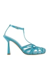 Aldo Castagna Woman Sandals Azure Size 10 Soft Leather In Blue
