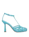 Aldo Castagna Woman Sandals Azure Size 10 Soft Leather In Blue