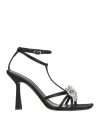 Aldo Castagna Woman Sandals Black Size 8 Textile Fibers