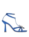 Aldo Castagna Woman Sandals Bright Blue Size 6 Textile Fibers
