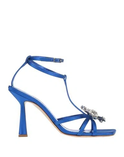 Aldo Castagna Woman Sandals Bright Blue Size 6 Textile Fibers In Blue