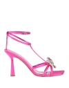 Aldo Castagna Woman Sandals Fuchsia Size 10 Textile Fibers In Pink