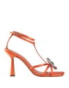 Aldo Castagna Woman Sandals Orange Size 6 Textile Fibers