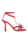 Aldo Castagna Woman Sandals Red Size 6 Textile Fibers