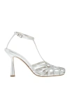 Aldo Castagna Woman Sandals Silver Size 7 Soft Leather