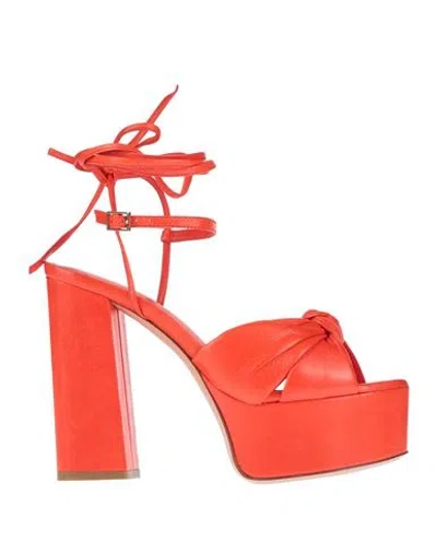Aldo Castagna Woman Sandals Tomato Red Size 8 Leather