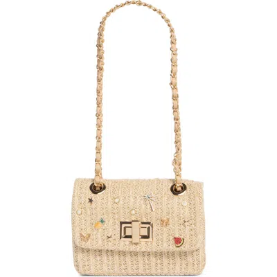 Aldo Charm Raffia Shoulder Bag In Brown