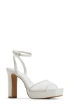 Aldo Chicglimmer Ankle Strap Platform Sandal In White