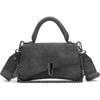 Aldo Croc Embossed Faux Leather Top Handle Bag In Grey