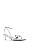 Aldo Daisyrose Ankle Strap Kitten Heel Sandal In Silver Metallic