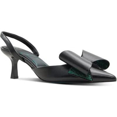 Aldo Defy Womens Bow Faux Leather Slingback Heels In Black