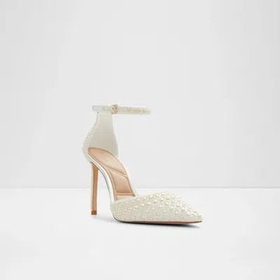 Aldo Derperla Pumps Women's White Pearl Ankle Strap Stiletto Heel Gal1583