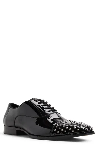Aldo Ed Studded Cap Toe Leather Oxford In Black