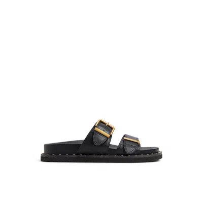 Aldo Elyna Double Buckle Footbed Sandals In Black