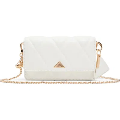 Aldo Fititalllx Diamond Quilted Faux Leather Crossbody Bag In White