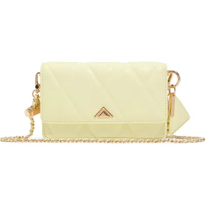 Aldo Fititalllx Diamond Quilted Faux Leather Crossbody Bag In Yellow