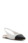 Aldo Fleure Slingback Pointed Cap Toe Flat In White/ Black