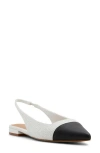 Aldo Fleure Slingback Pointed Cap Toe Flat In White/black
