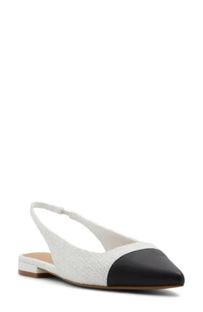 Aldo Fleure Slingback Pointed Cap Toe Flat In White,black Multi