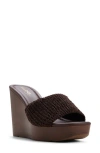 Aldo Grounded Platform Wedge Sandal In Brown
