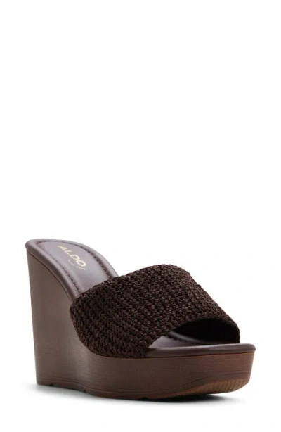 Aldo Grounded Platform Wedge Sandal In Brown