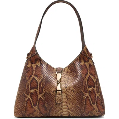 Aldo Harperminii Snake Embossed Shoulder Bag In Brown