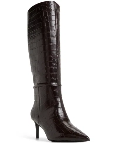 Aldo Heather Knee High Pointy Toe Boots In Brown