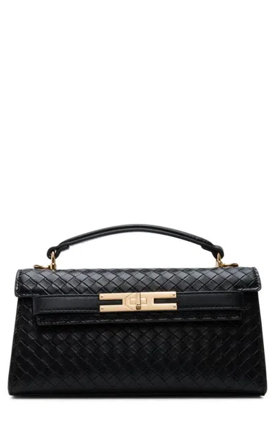 Aldo Ieriss Woven Faux Leather Top Handle Bag In Open Black