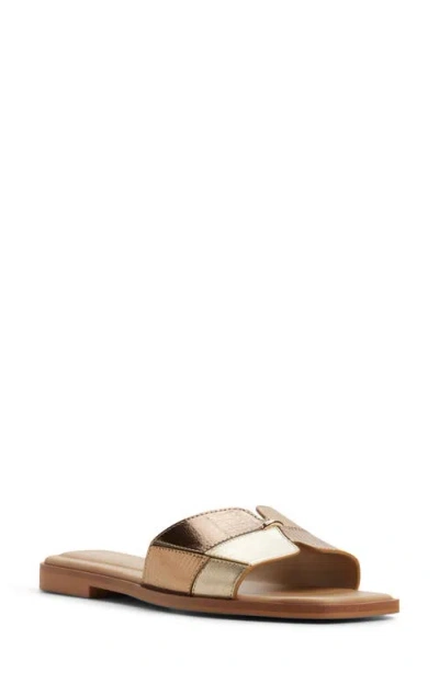Aldo Itsandalmix Leather Slide Sandal In Gold