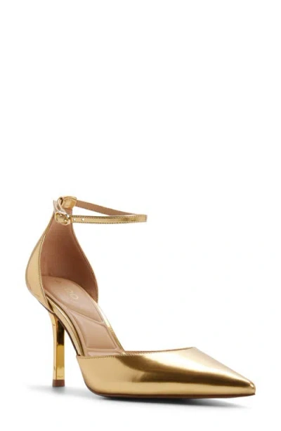 Aldo Jossephine Ankle Strap Pointed Toe Pump In Animal Print