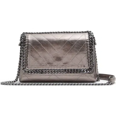 Aldo Kayley Metallic Faux Leather Crossbody Bag In Pewter