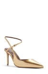 Aldo Kymmberly Ankle Strap Pointed Toe Pump In Gold